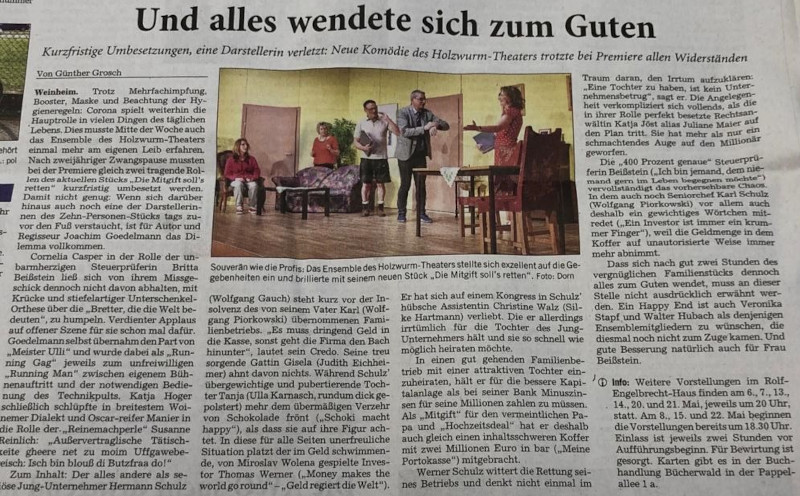 Die Mitgift soll's retten - Rhein-Neckar Zeitung 2022