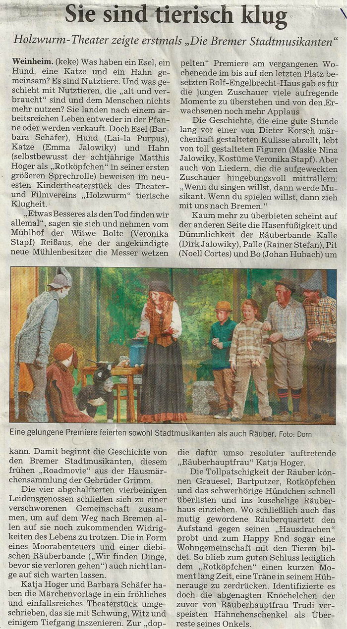 Die Bremer Statdmusikanten - Rhein-Neckar Zeitung 04. März 2013