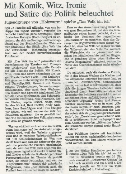 Das Volk bin ich - Weinheimer Nachrichten 31. Okt. 2005