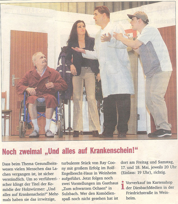 Alles auf Krankenschein - Weinheimer Nachrichten 16. Mai 2002