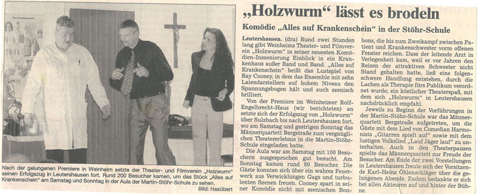 Alles auf Krankenschein - Weinheimer Nachrichten 27. Mai 2002