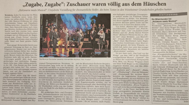 Holzwurm meets Musical - Rhein-Neckar Zeitung Mai 2022