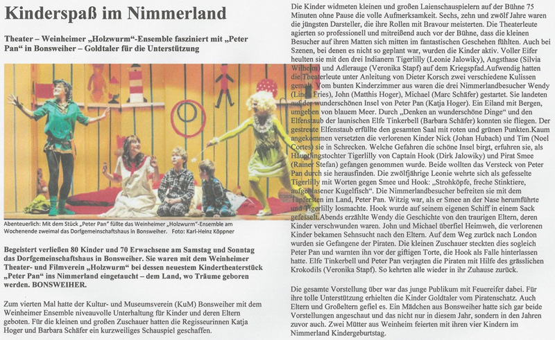 Peter Pan - Odenwälder Zeitung 3. März 2015