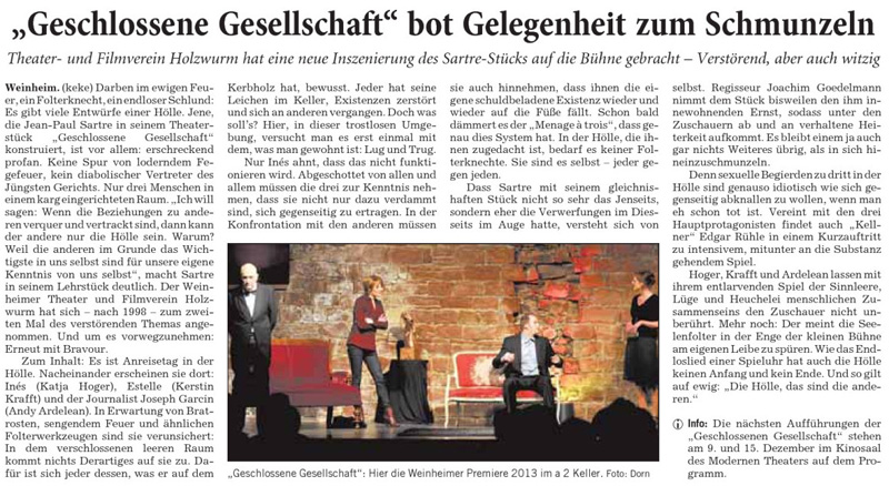 Geschlossene Gesellschaft - Rhein-Neckar Zeitung 25. Januar 2013