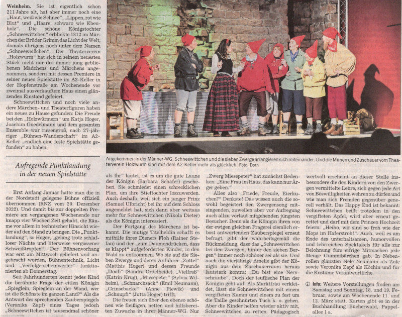 Schneewittchen und die sieben Zwerge - Rhein-Neckar Zeitung Februar 2023
