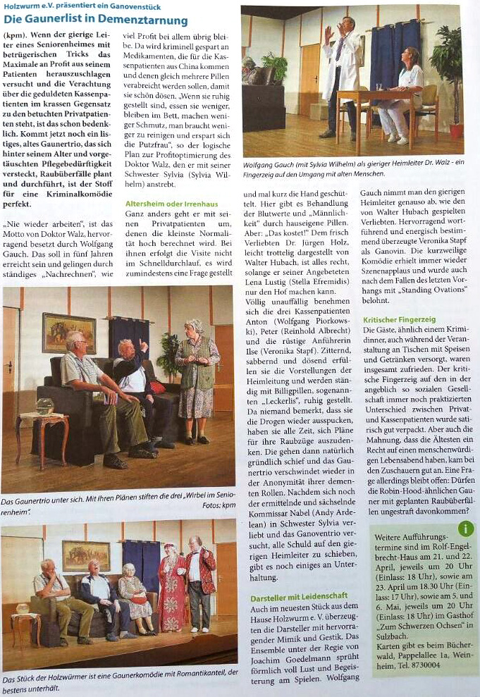Wirbel im Seniorenheim - Weinheimer Woche April 2017