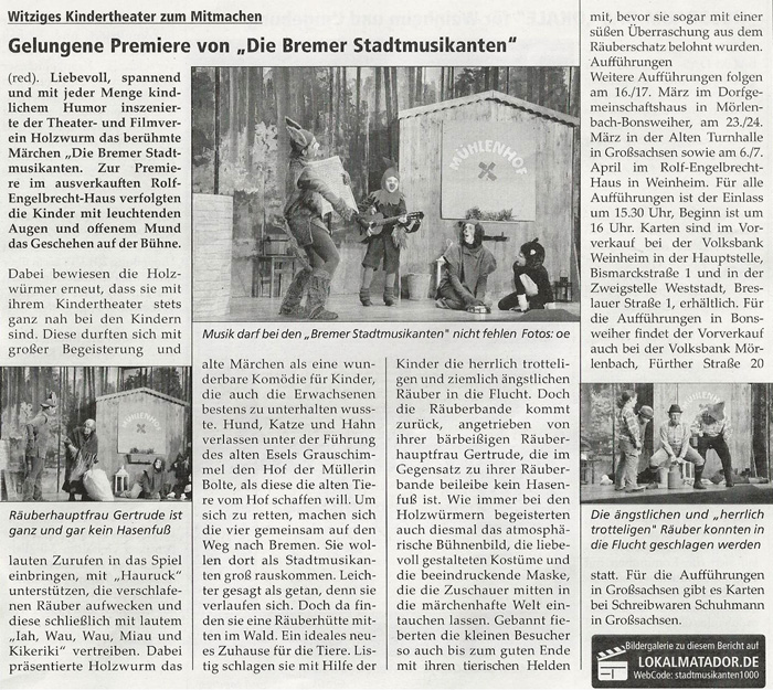 Die Bremer Statdmusikanten - Weinheimer Woche 08. März 2013