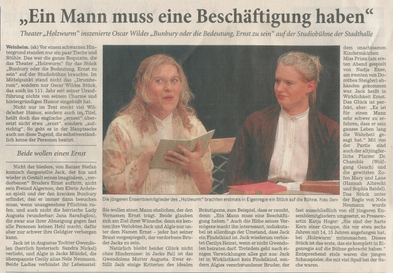 Die Bedeutung Ernst zu sein - Rhein-Neckar Zeitung 06. Nov. 2006