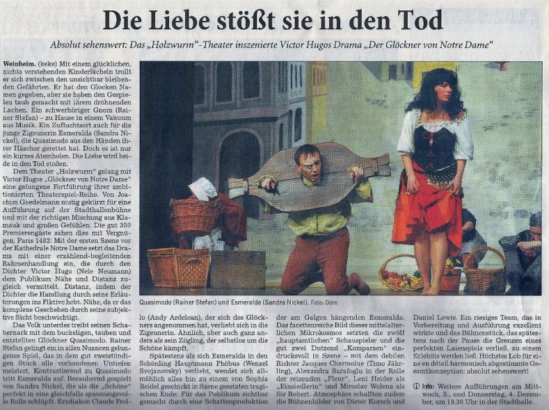 Der Glöckner von Notre-Dame - Rhein-Neckar Zeitung Dez. 2008
