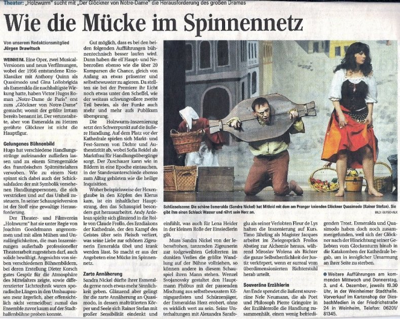 Der Glöckner von Notre-Dame - Weinheimer Nachrichten Dez. 2008