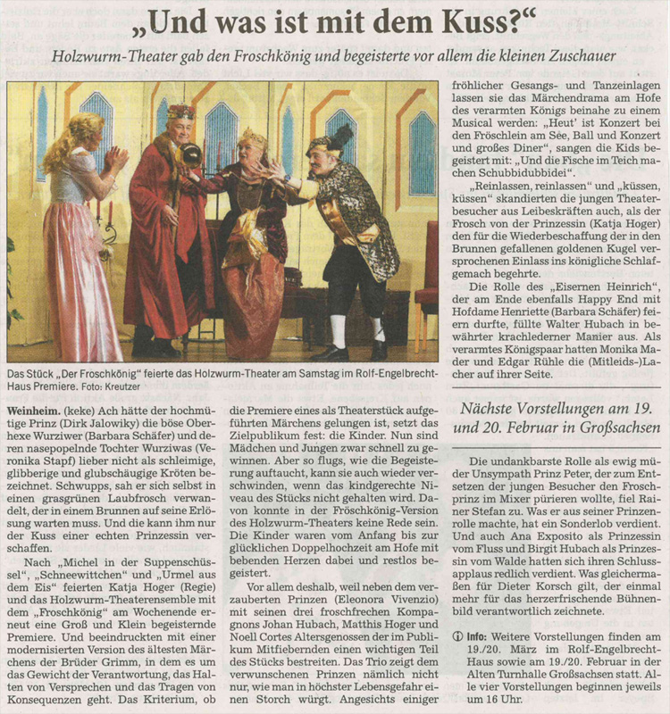 Der Froschkönig - Rhein-Neckar Zeitung 07. Feb. 2011