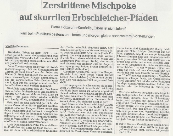 Erben ist nicht leicht - Rhein-Neckar Zeitung