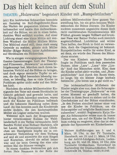 Rumpelstilzchen - Weinheimer Nachrichten 26. Feb. 2007