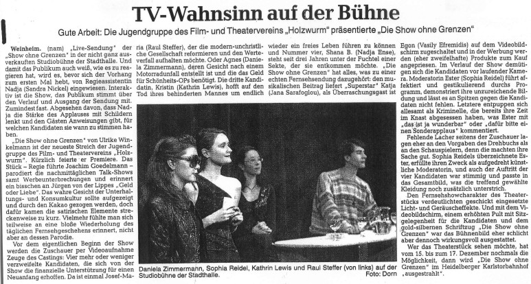 Die Show ohne Grenzen - Rhein-Neckar Zeitung Dez. 2004