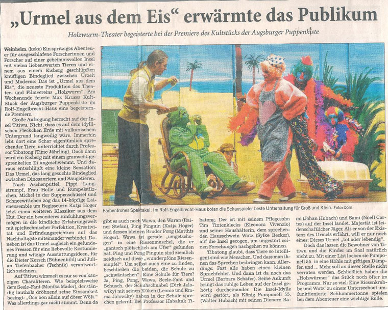 Urmel aus dem Eis - Rhein-Neckar Zeitung 22. Feb. 2010
