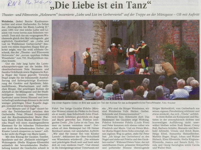 Das Gauklerlied - RNZ 30. Juni 2014