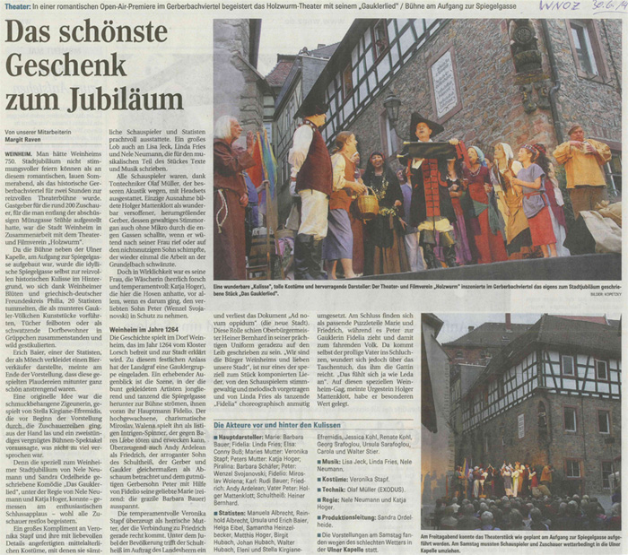 Das Gauklerlied - WNOZ 30. Juni 2014
