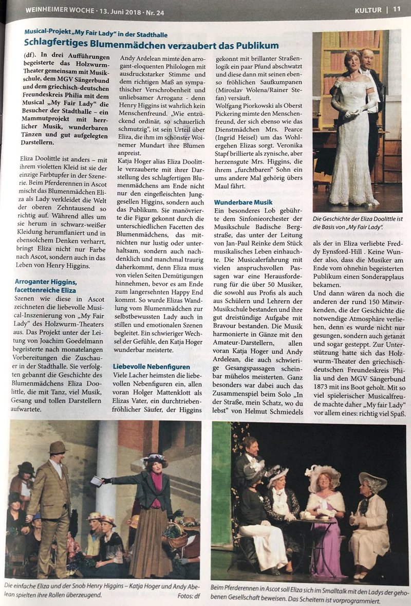 My Fair Lady - Weinheimer Woche Juni 2018