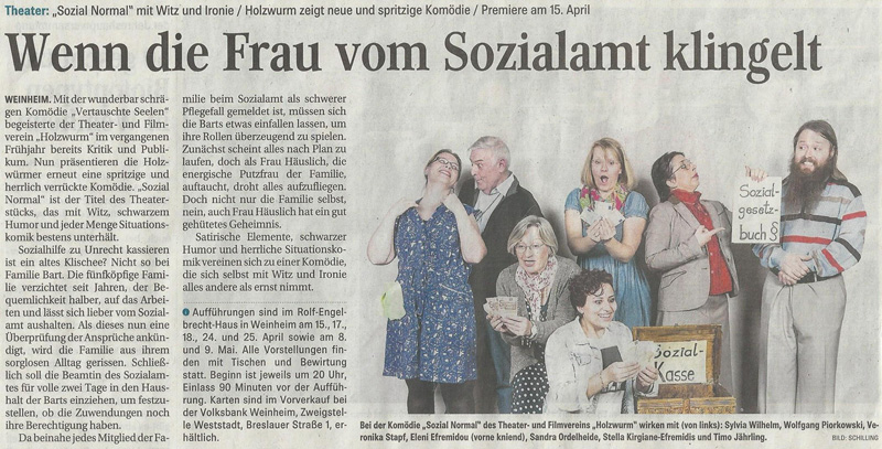 Sozial Normal - Weinheimer Nachrichten April 2015