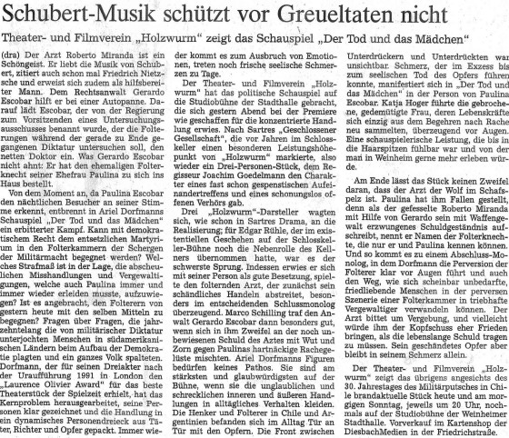 Der Tod und das Mädchen Presse 1